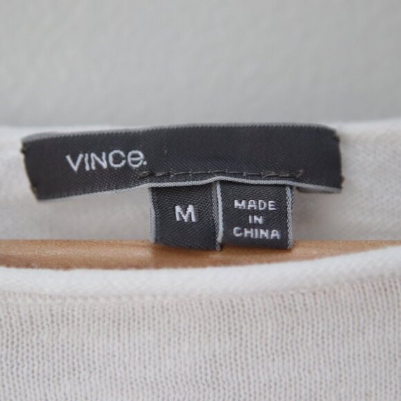 VINCE Long Sleeve Shirt 100% Cotton Top Stripe Arms Scoop Neck White Black M - Picture 4 of 9